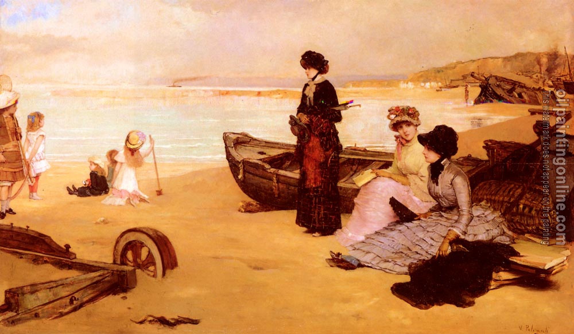 Vicente Palmaroli y Gonzalez - A Summers Afternoon At The Beach